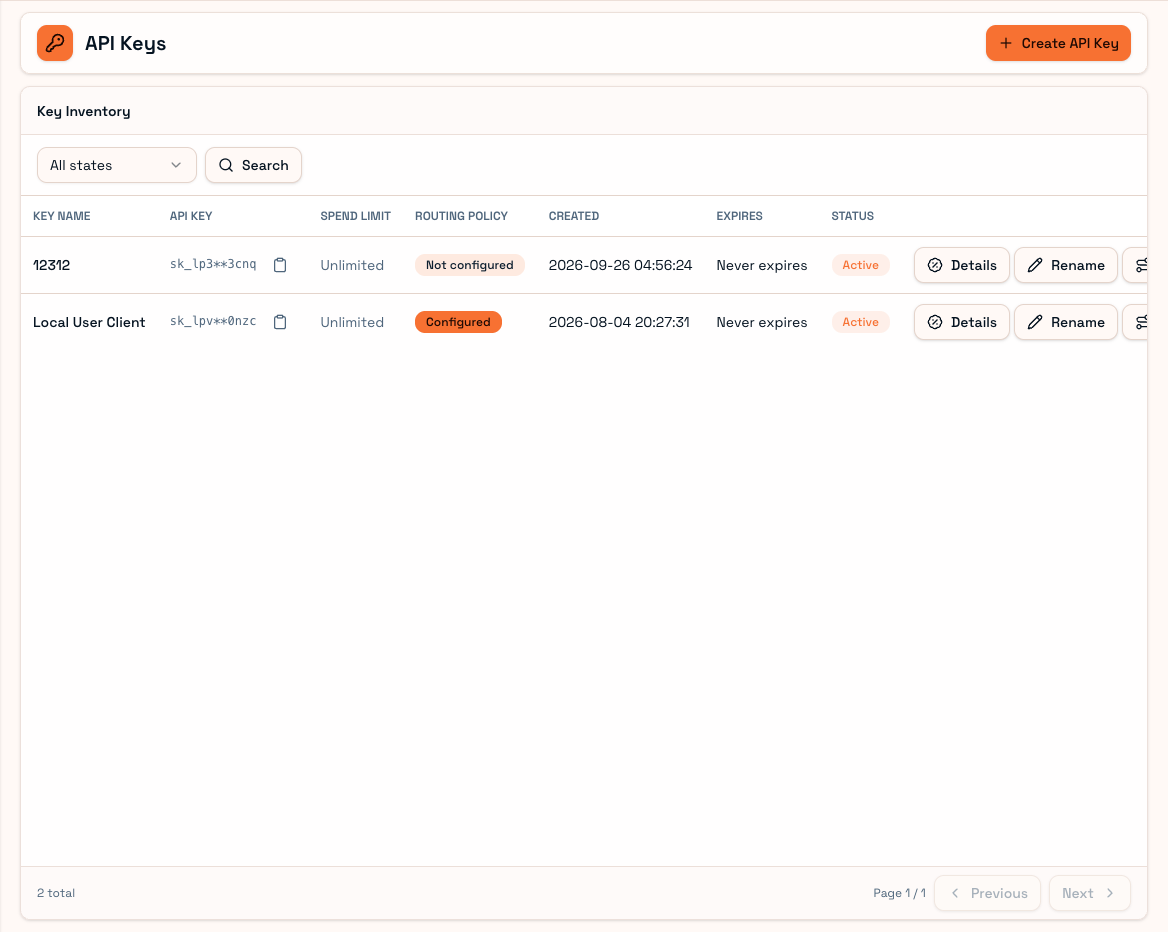Website key management