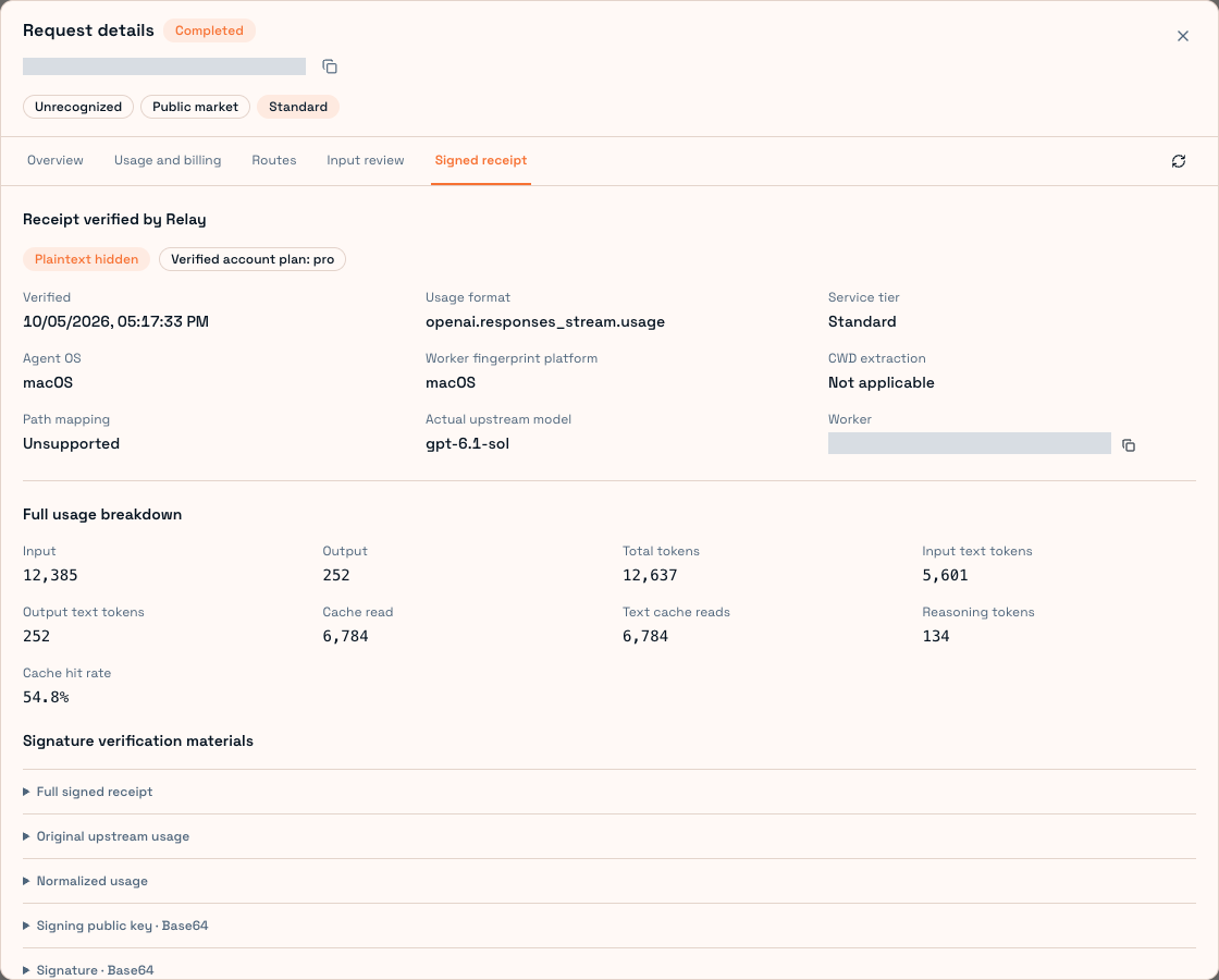 Signed receipt with operating-system and path-mapping status